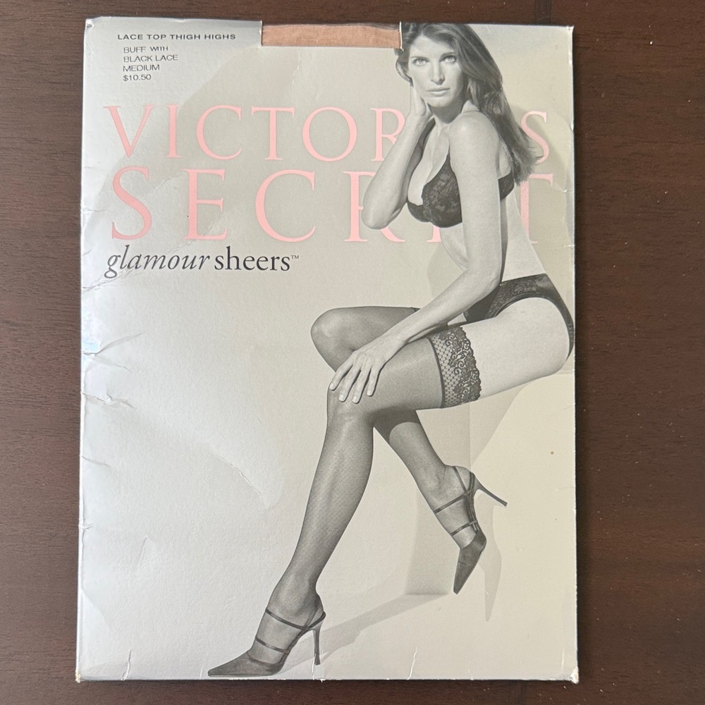 Victoria's Secret Black Lace Top Thigh Highs